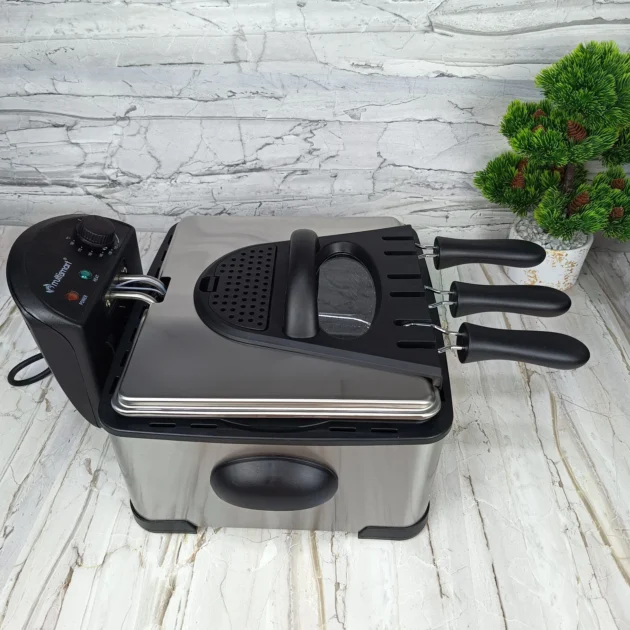 Friteuse inox électrique 4.5 L 2000W avec 3 Panier Multismart MS-FR1204