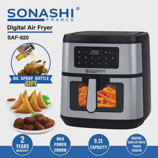 Friteuse à Air Numérique 9.2L 2000W Sonashi SAF-920
